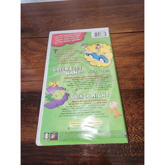 Dr Seuss Green Eggs and‎ Ham Grinch Night VHS Movie in Clamshell case - Picture 3 of 3